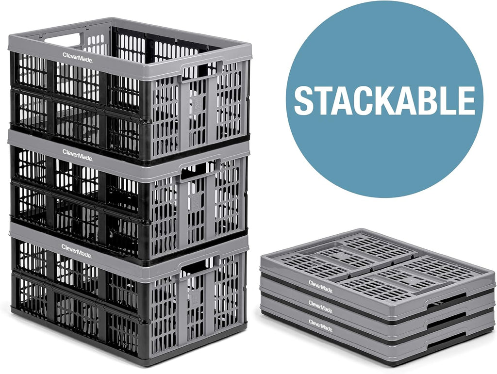 3PK 45L Collapsible Plastic Storage Bins C462777