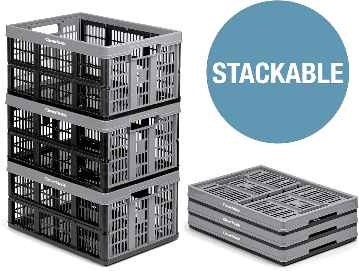 3PK 45L Collapsible Plastic Storage Bins C462777