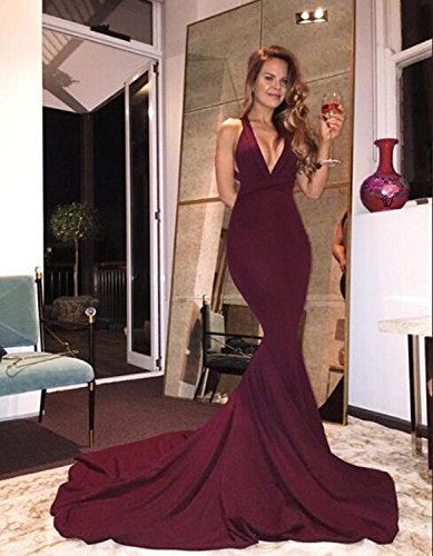 Mermaid V-Neckline Backless Prom Dress Long C94661