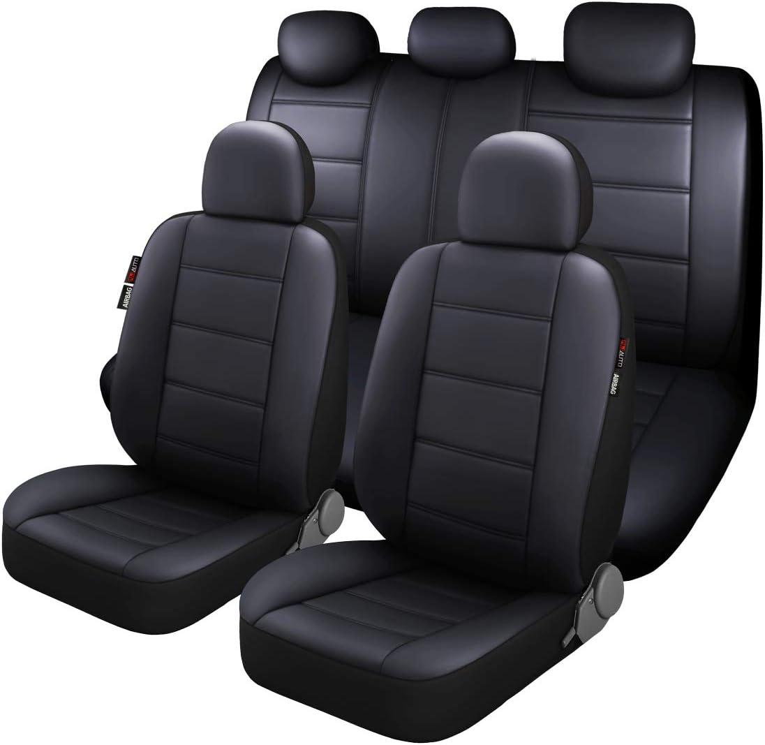 11pcs PU Leather Car Seat Cover Set Black A895