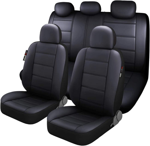 11pcs PU Leather Car Seat Cover Set Black A895
