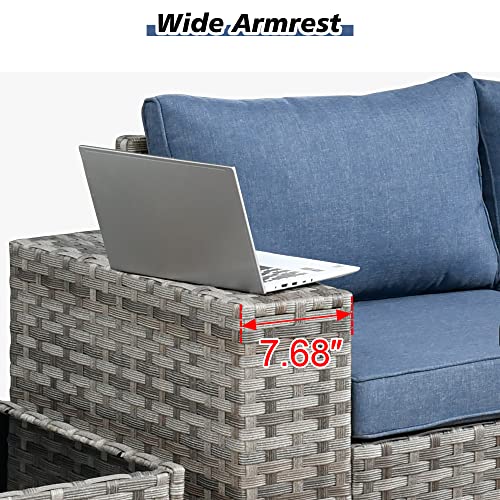 8 Piece Modern Wicker Sofa Set with Swivel Rocking Chair (Orange Red) Z847791