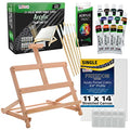 21-Piece Acrylic Painting Set with Wooden Easel, 12 Paint Colors, Canvas, 6 Brushes, Palette E2024