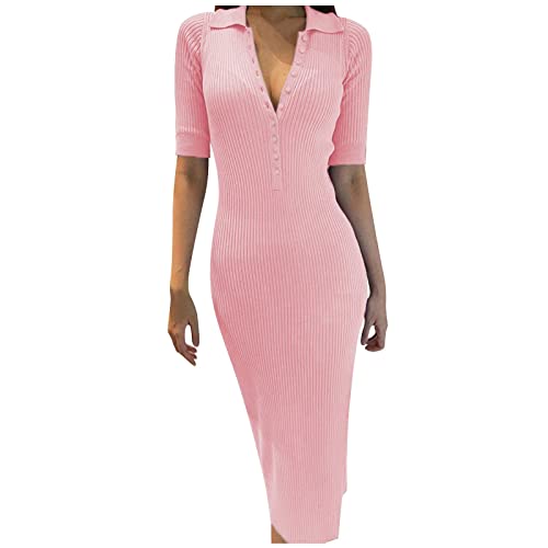Women's Casual Solid Color Short Sleeve Mini Dress O429