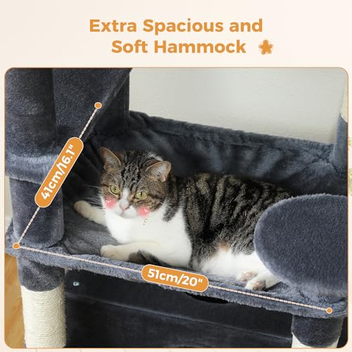 53.5 Inches Pink Cat Tree with Hammocks and Scratching Posts Z2066