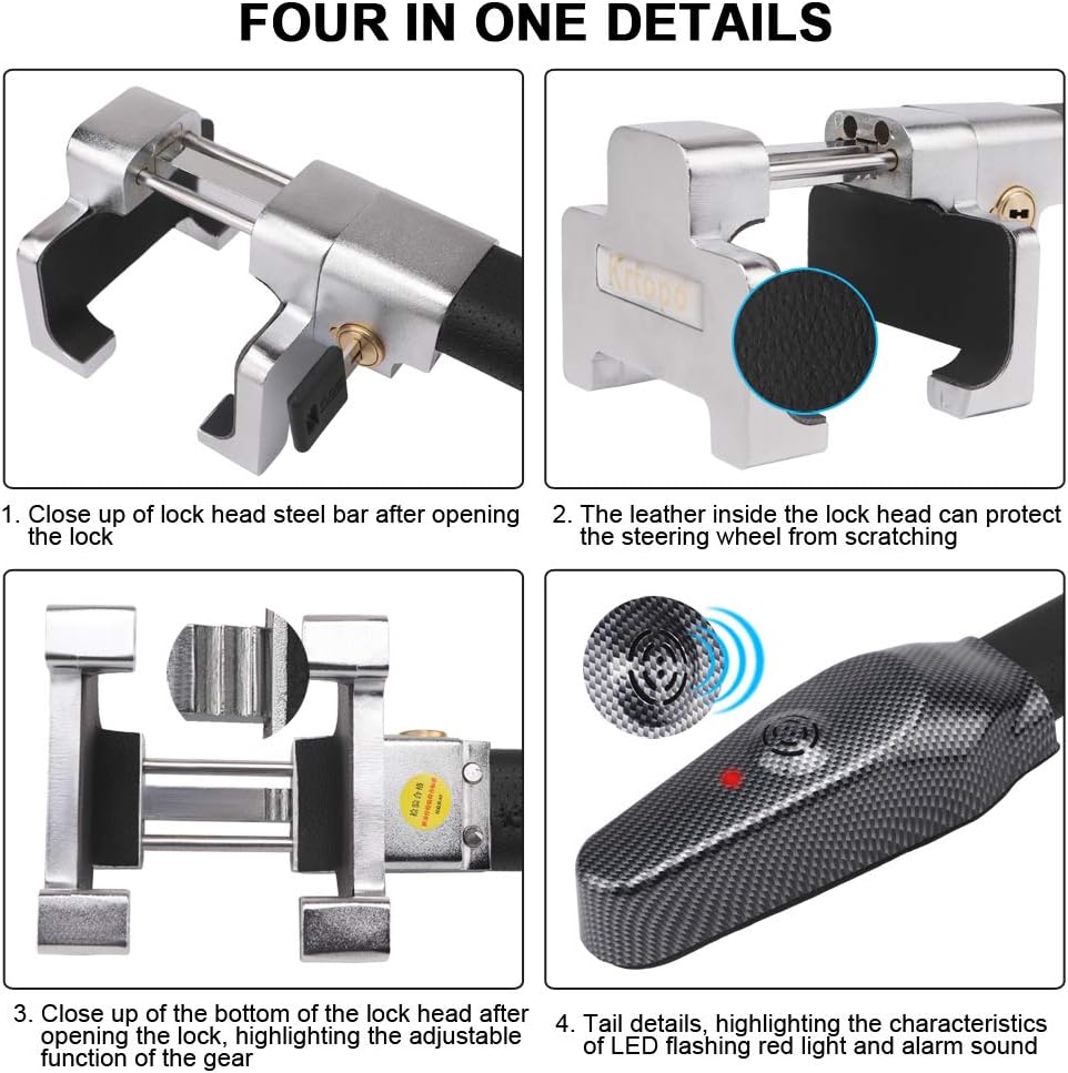 Retractable Steering Wheel Lock with Alarm T7970