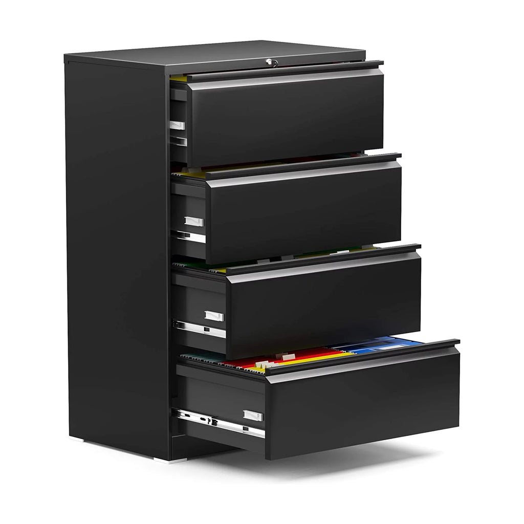 4 Drawer Black File Cabinet with Lock C2101