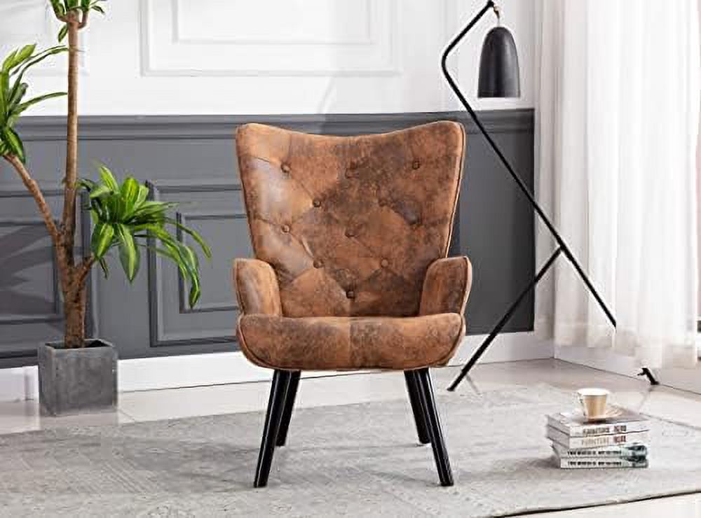 Microfiber Cushioned Wingback Armchairs Set A364139