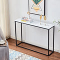 Modern Console Table with White Marble Top and Black Metal Legs H176