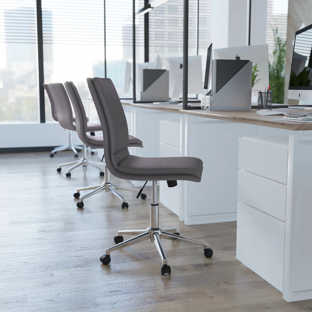 Gray Mid-Back Armless Swivel Task Office Chair W1498