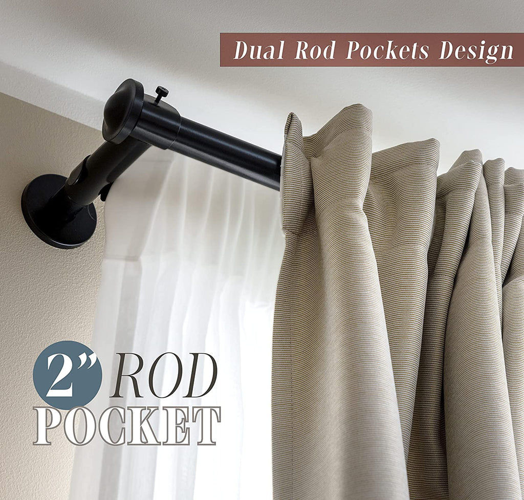 Curtain Window Panels with Attached Valance, Set of 2, 54 x 84 inch, Gold/Brown M988985