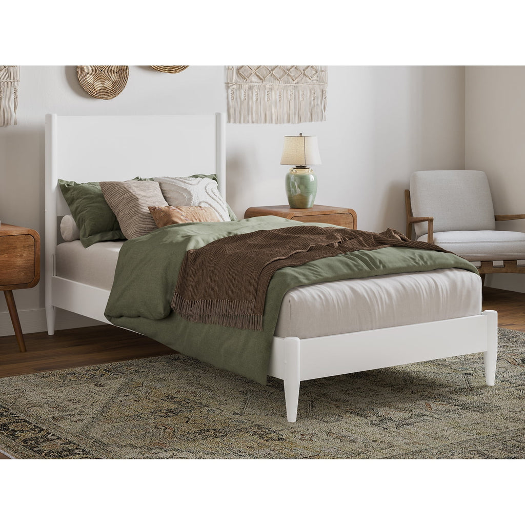 Twin XL Wood Low Profile Platform Bed in White H960749