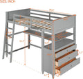 Solid Wood Bed Frame with Desk 3 Drawers and Shelves Y735