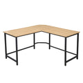 Compact L-Shaped Office Desk in Natural, Black P86133