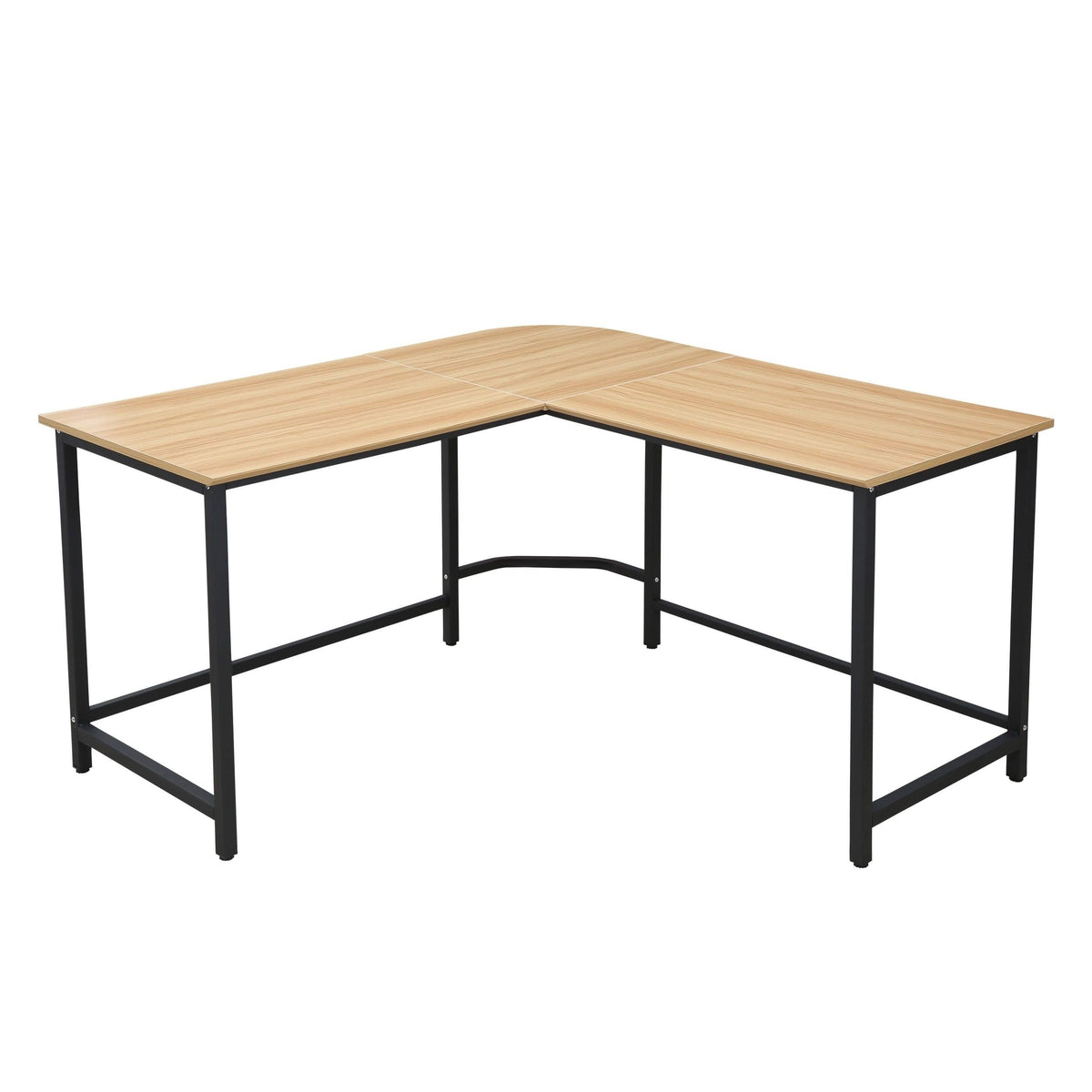 Compact L-Shaped Office Desk in Natural, Black P86133