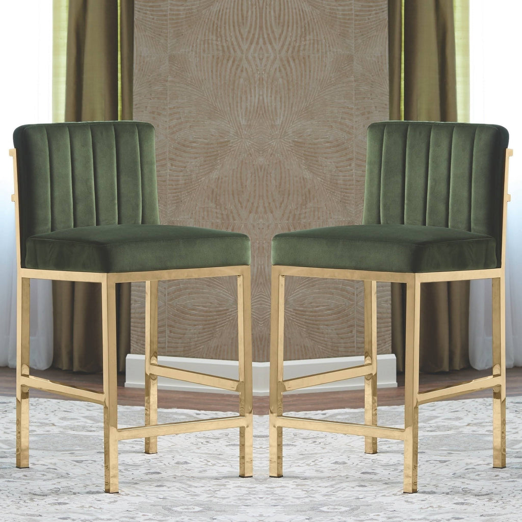 Green Velvet Counter Height Stools M12043