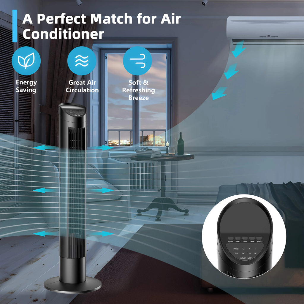35 Standing Floor Fan with Remote, 3 Speeds, 3 Modes, 8H Timer I983562