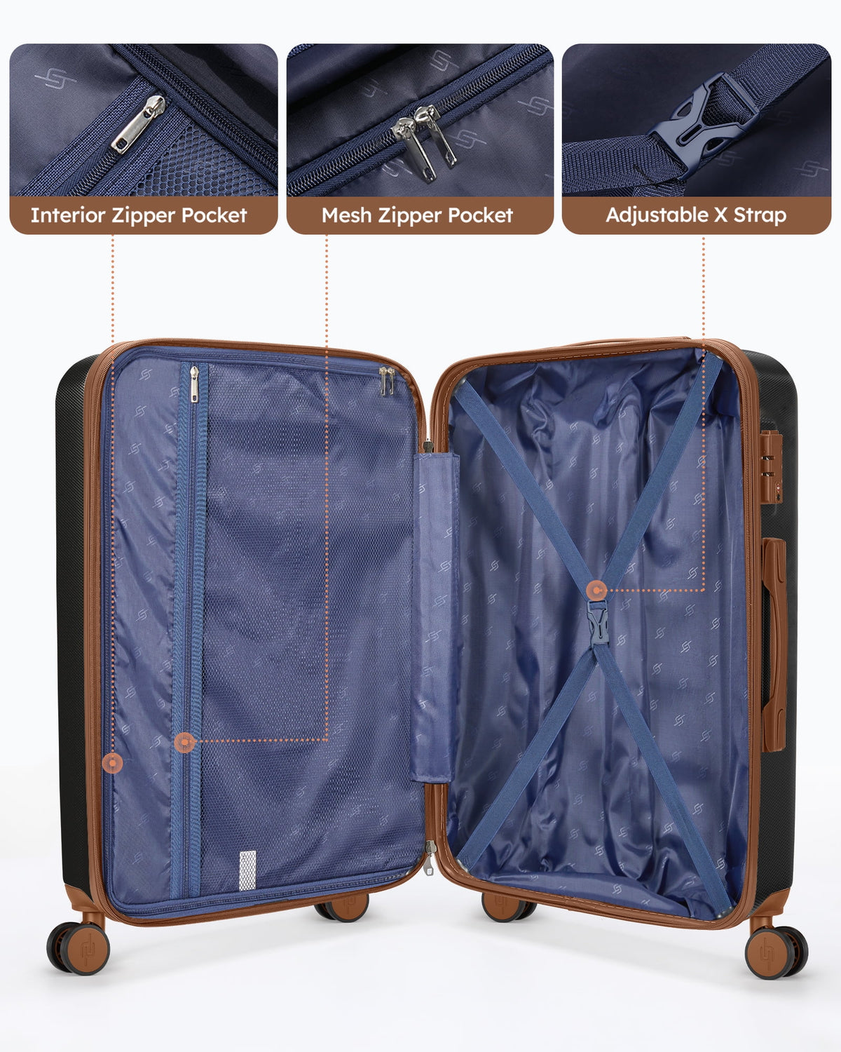 20" Expandable Carry on Luggage Lightweight Suitcase with Duffle Bag R635