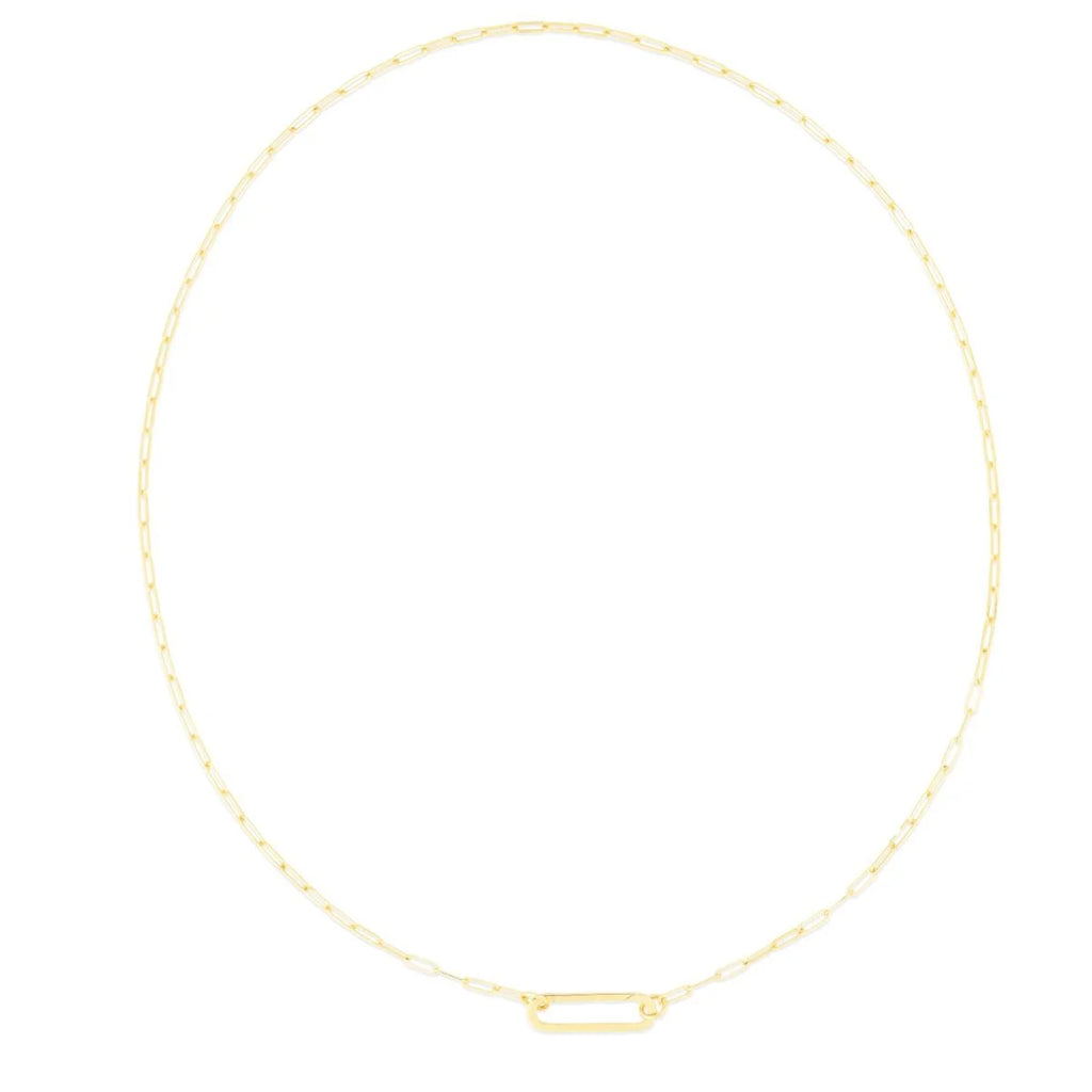 14K Yellow Gold Elongated Link Paperclip Necklace with Push-lock Clasp - 18" R41280