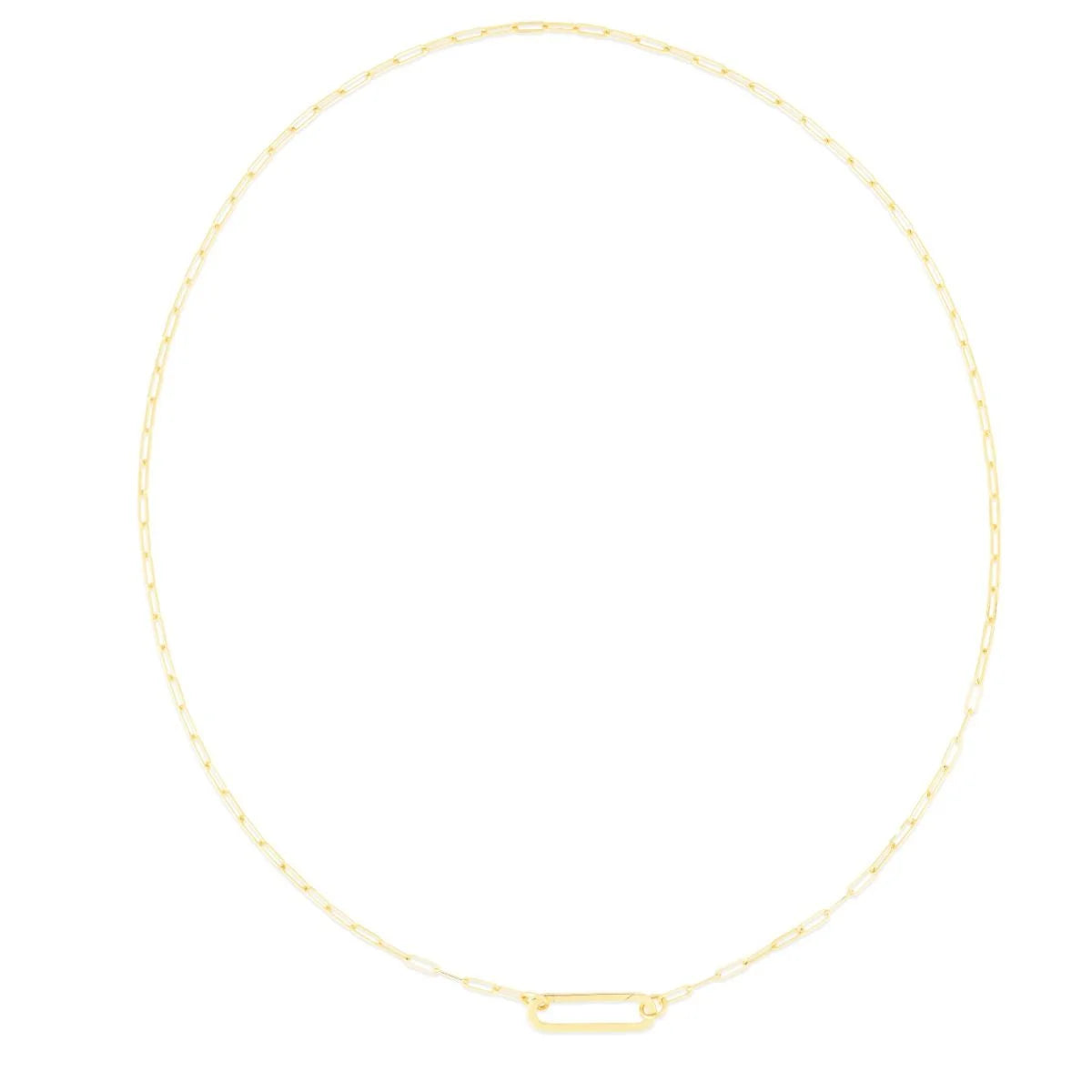 14K Yellow Gold Elongated Link Paperclip Necklace with Push-lock Clasp - 18" R41280