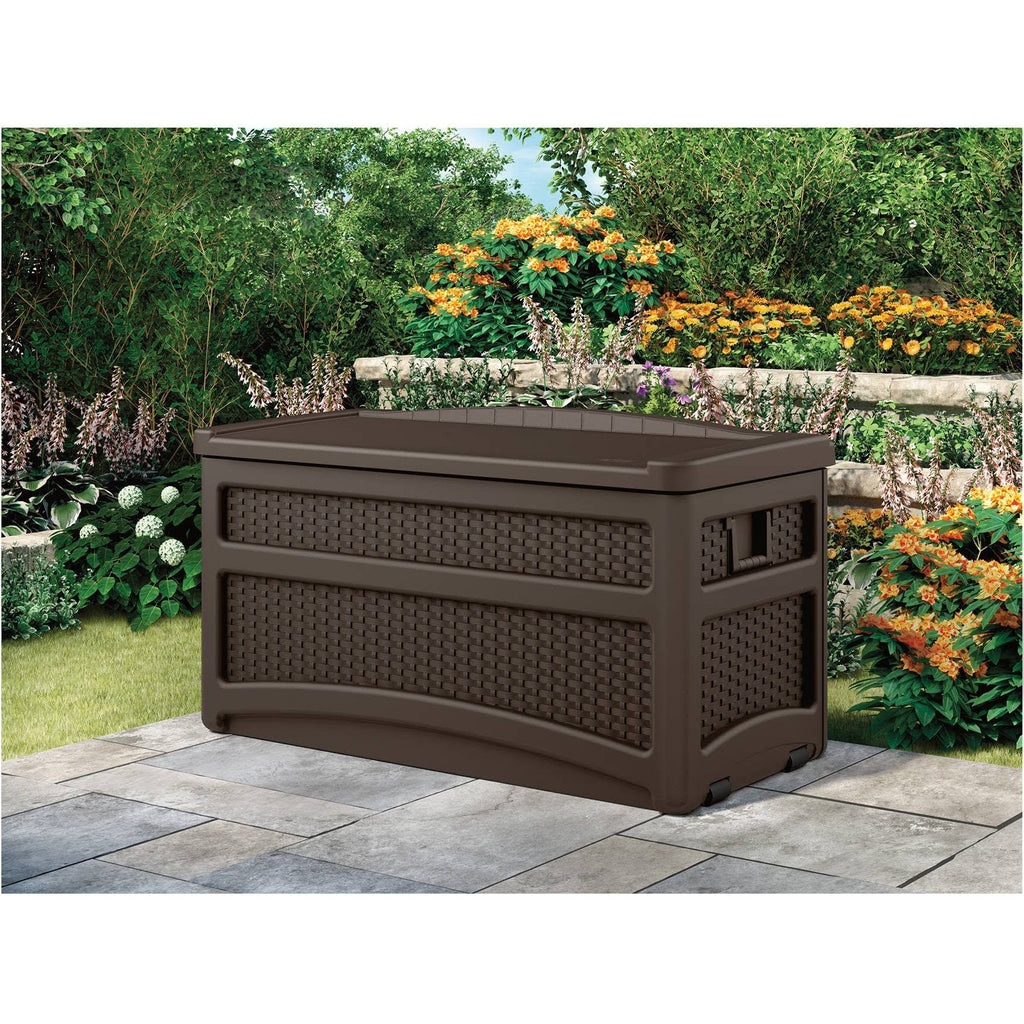 Brown 73gal Resin Deck Box with Seat H5864
