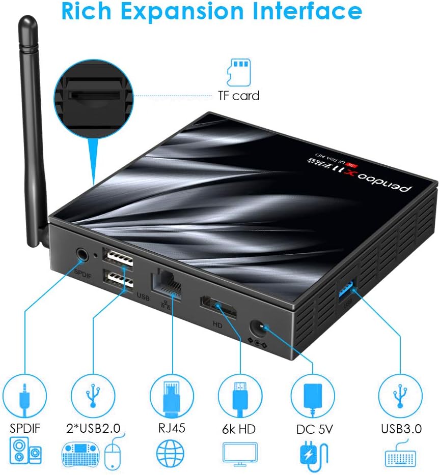 Android TV Box 4GB 64GB Quad-Core Dual WiFi with Mini Wireless Keyboard Pack of 2 K935