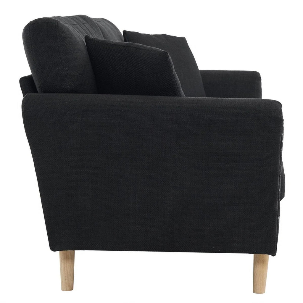 Black Upholstered 2-Seat Sofa with 2 Pillows Q381206
