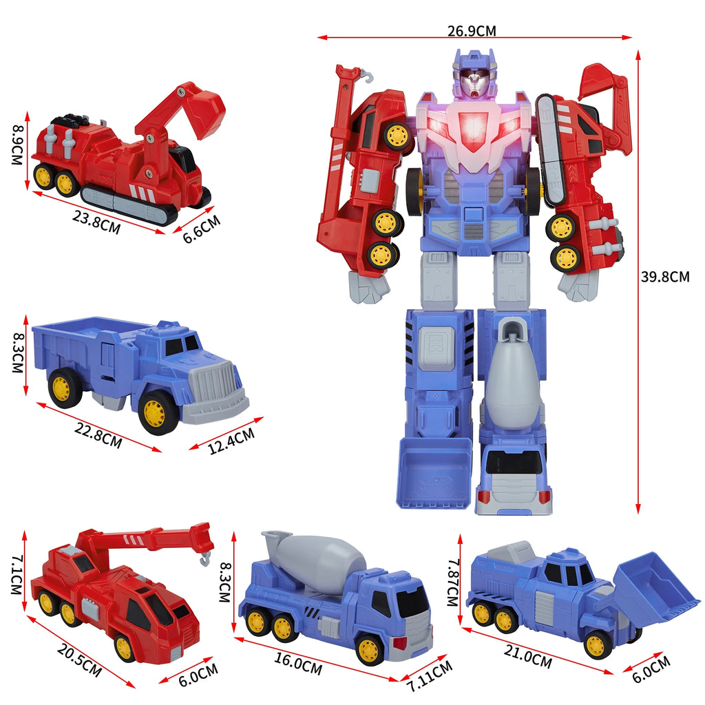 5-in-1 Construction Vehicles Transform Robot Kids Toys E707555