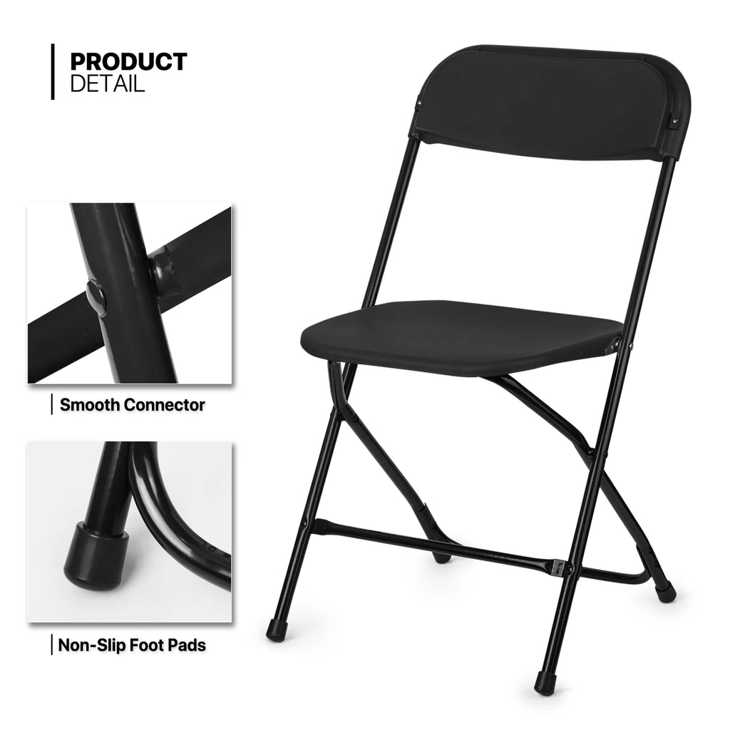 5 Ft Foldable Plastic Card Table and Chair Set, Black T55690