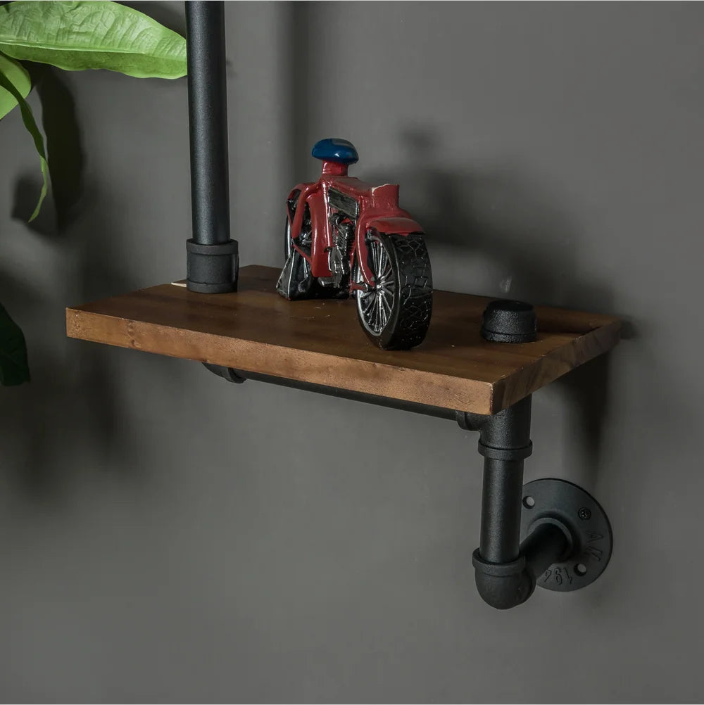 Black 3 Tier Wall-Mounted Pipe Shelves H63332