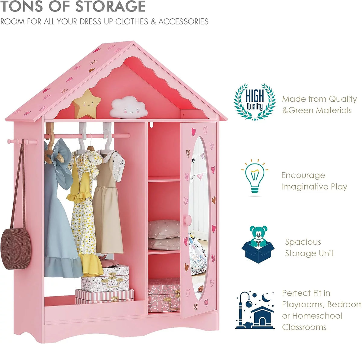Kids Dress Up Storage with Mirror B41211