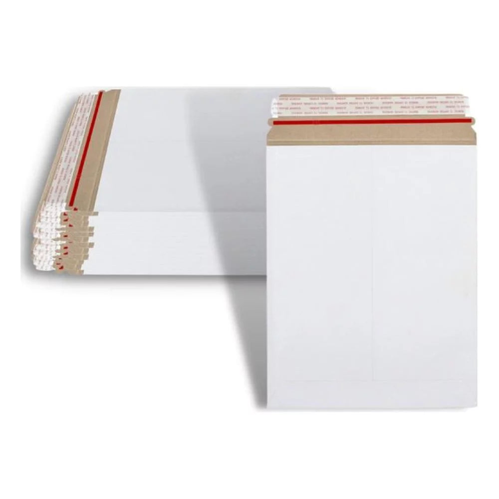 White Cardboard Rigid Mailers with Self Adhesive Seal, 6" x 8" J33396