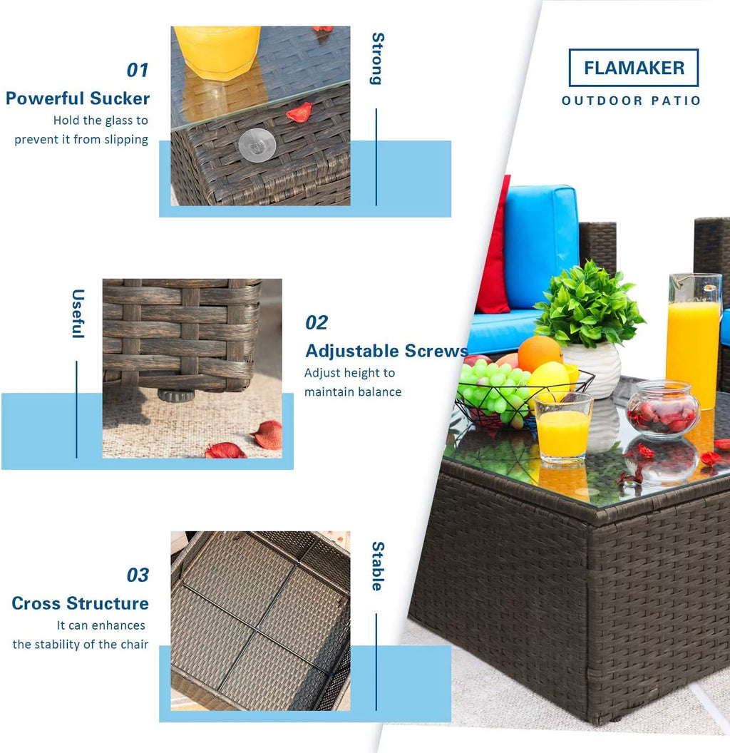 6 Pieces Patio Furniture Set with Cushion and Table E197