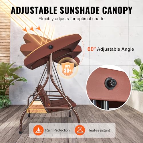 3-Seat Converting Canopy Patio Swing Chair with Cushion G74651