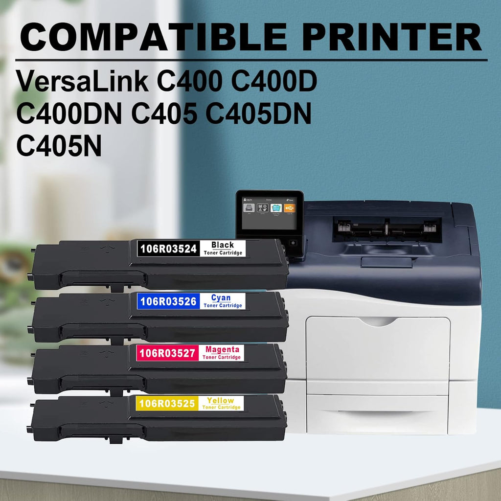 4 PK Toner Cartridge Replacement for Xerox C400 C405 Printer I757554