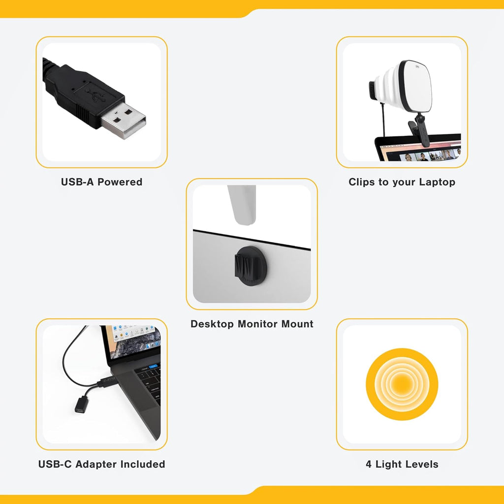 Portable USB Video Conference Light with 4 Soft Light Levels G694277