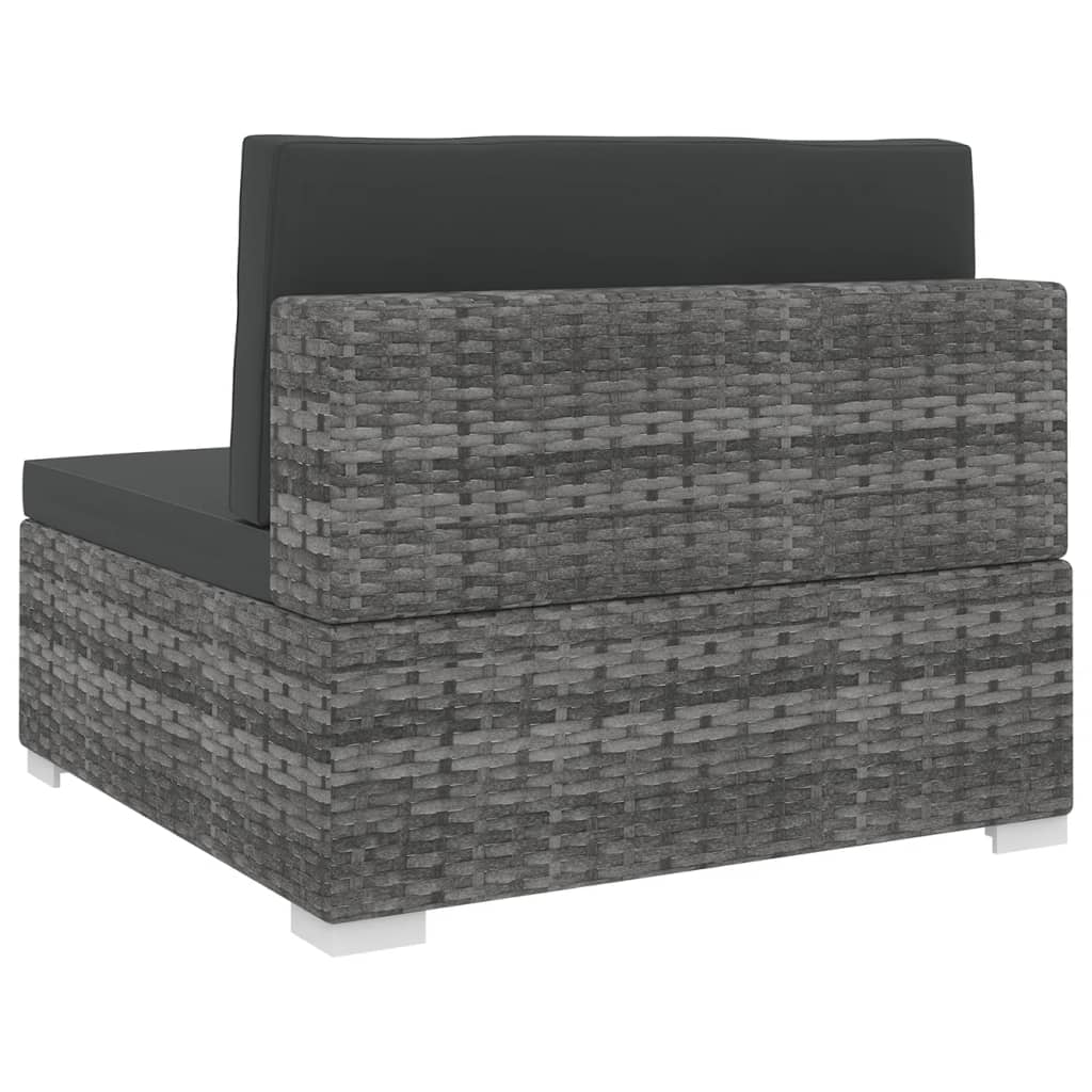 Gray Poly Rattan Sectional Middle Seat with Cushions X714127