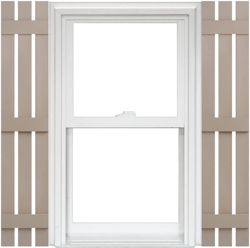 3 Board and Batten Split Vinyl Shutter (1 Pair) 12-3/8in. x 71in. Chocolate D798
