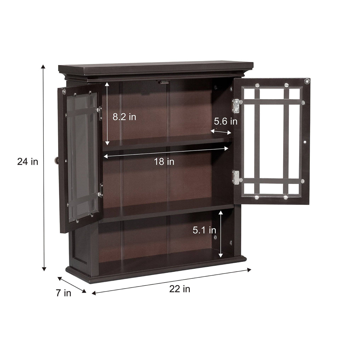 Dark Espresso Wall Cabinet with 2 Doors U735249