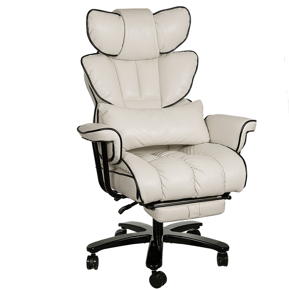 Big and Tall Ergonomic PU Leather Reclining Office Chair with Footrest B2725