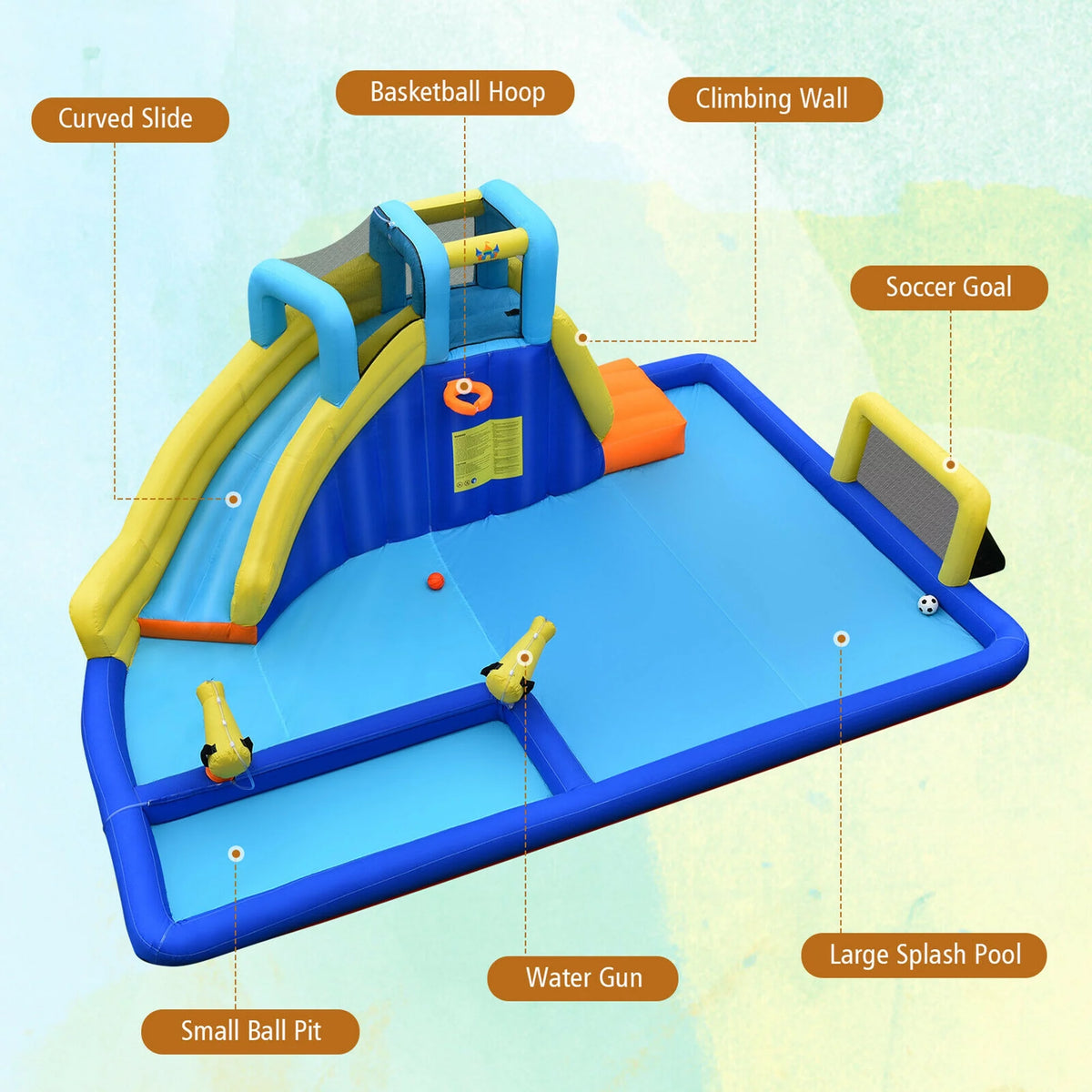 Inflatable Climbing Wall Water Slide Bounce House J276663