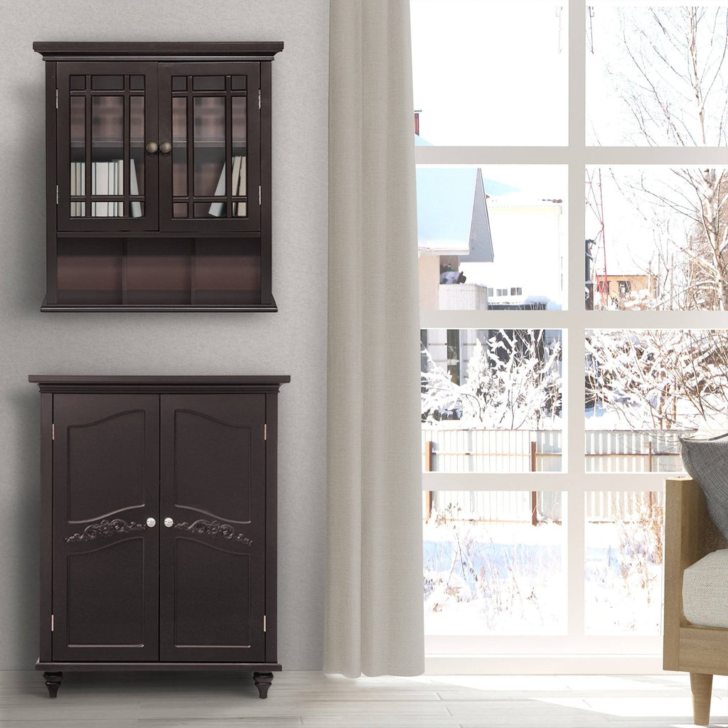 Dark Espresso Wall Cabinet with 2 Doors U735249