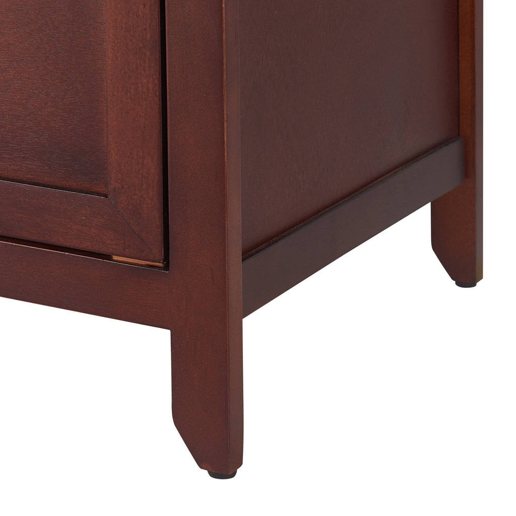 Walnut Side Table with Drawer and Storage Cabinet S182369