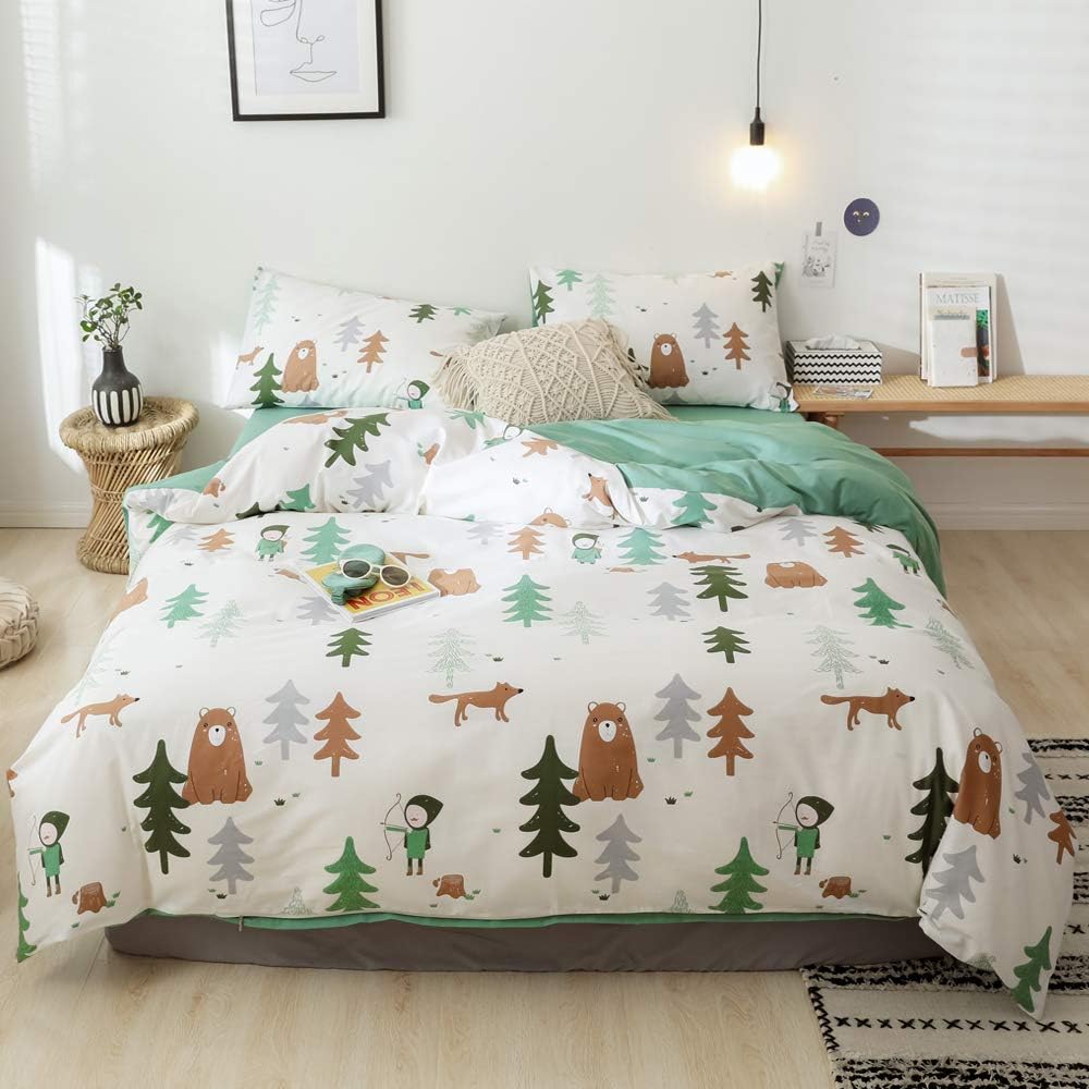 Rainbow Twin Cotton Duvet Cover with Zipper Ties, 1 Comforter Cover 2 Shams Z930