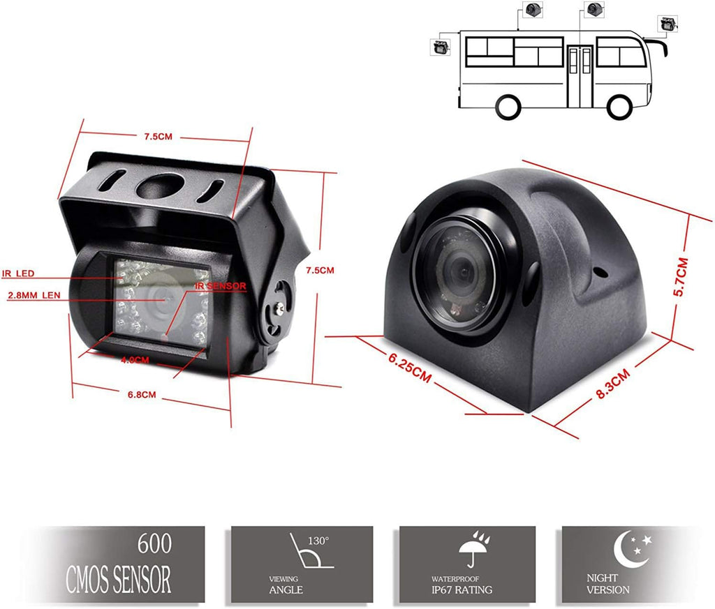 Backup Camera with Monitor 4 Channels Split Screen Wired Camera M67463