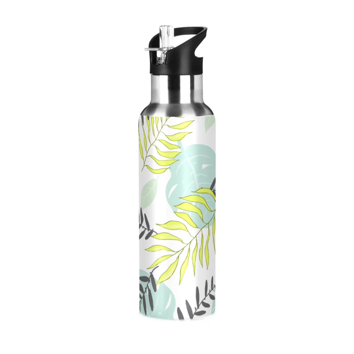 Stainless Steel Insulated Thermos Vacuum Flask Water Bottle with Straw Lid I879569