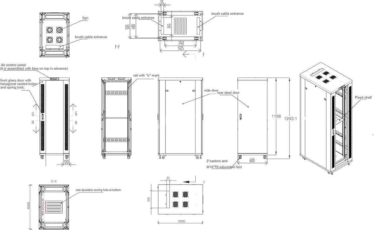 22 U Free Standing Network Rack Cabinet N9135