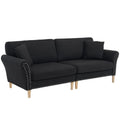 Black Upholstered 2-Seat Sofa with 2 Pillows Q381206