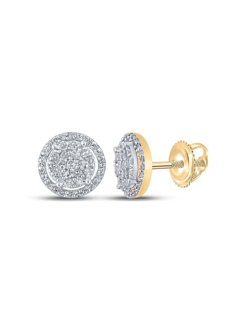 10kt Yellow Gold Mens Diamond Circle Cluster Earrings 1/3 Cttw Z660121