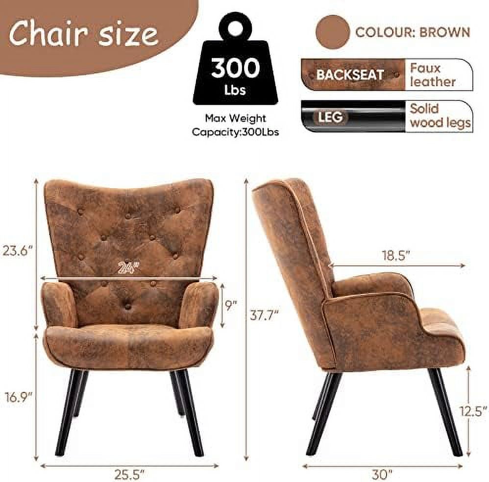 Microfiber Cushioned Wingback Armchairs Set A364139